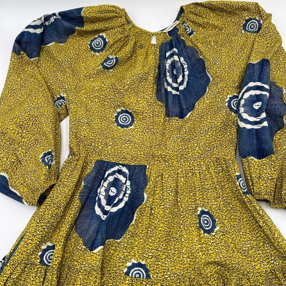 Ulla Johnson Sz 2 Emelyn 100% Cotton Dress Puff Sleeve Bold Print Wedding Event - Picture 7 of 16